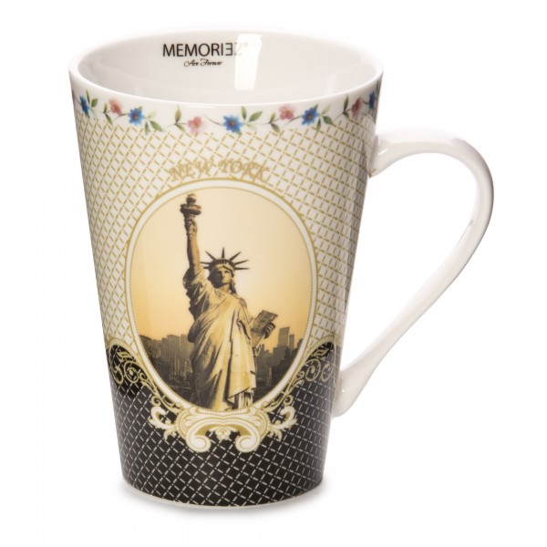 Yellow Sepia Empire State & Statue of Liberty Mug